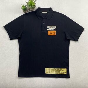 JW Anderson Bubble Patch Detail Pique Knit Short Sleeve Polo Shirt (Black)